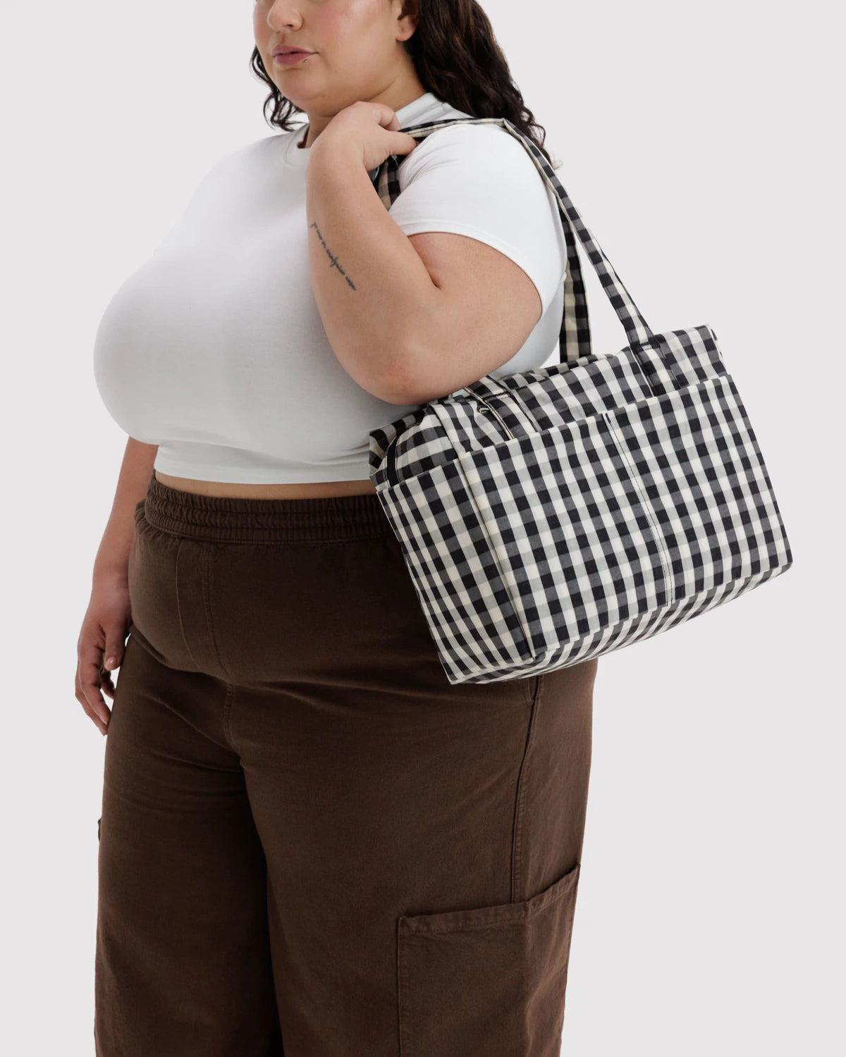 BAGGU Everyday Cloud Bag - Black and Cream Gingham