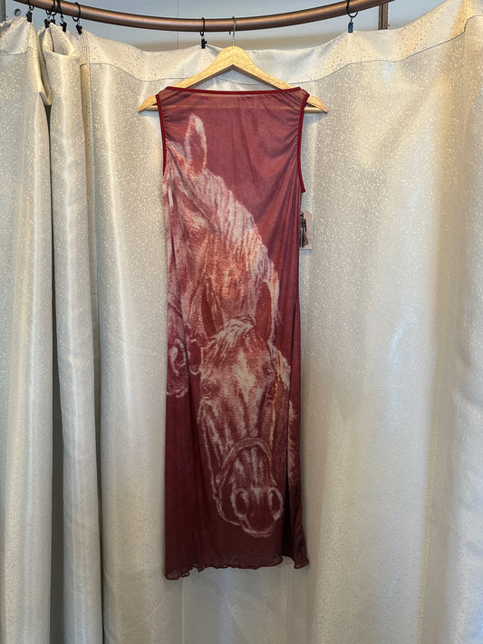 Leonor Aispuro -Red Horse Mesh Dress