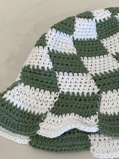 Crochet Hat by Clever Stitches - Green & White