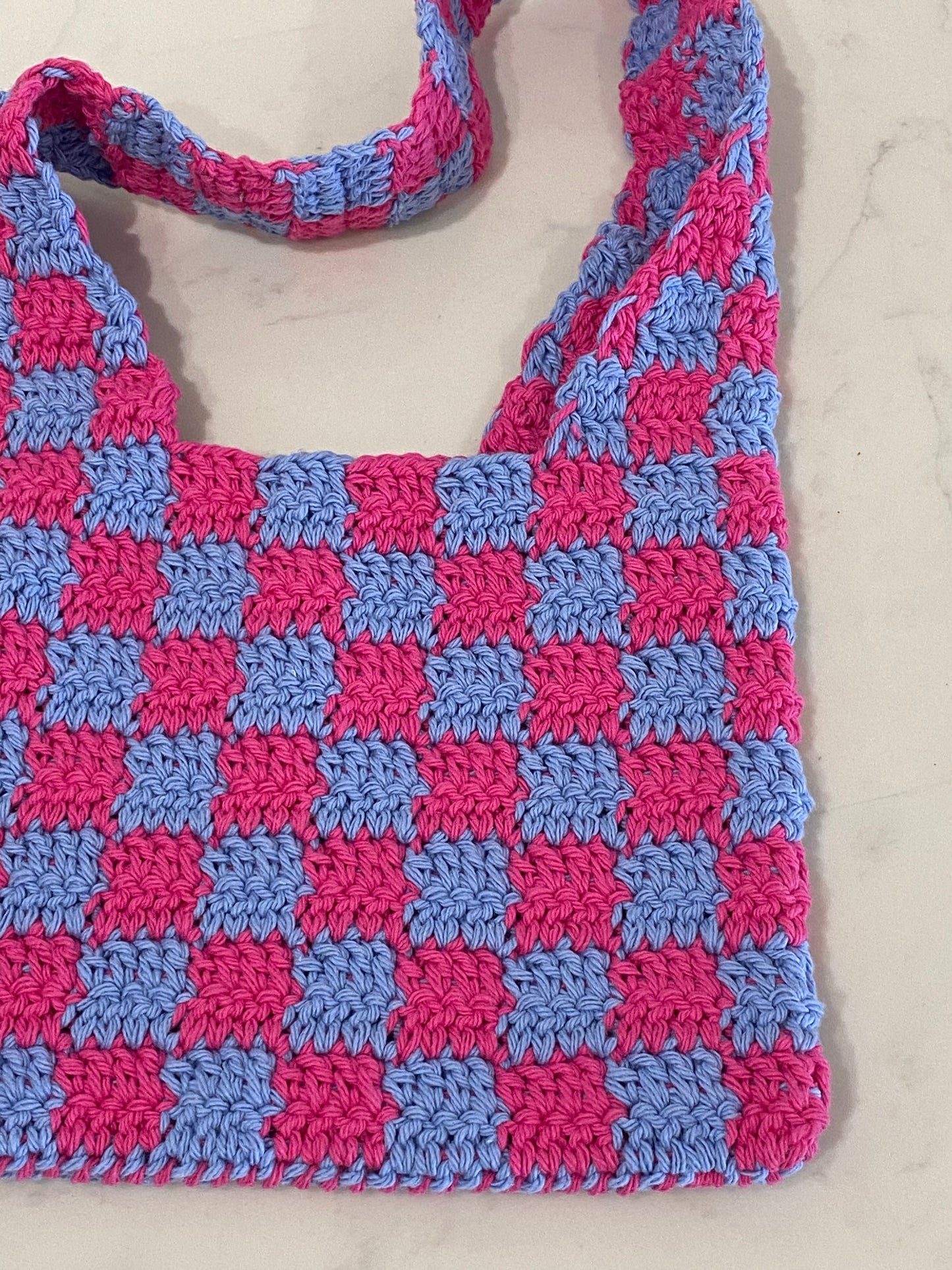 Crochet Shoulder Bag by Clever Stitches - Blue Raspberry