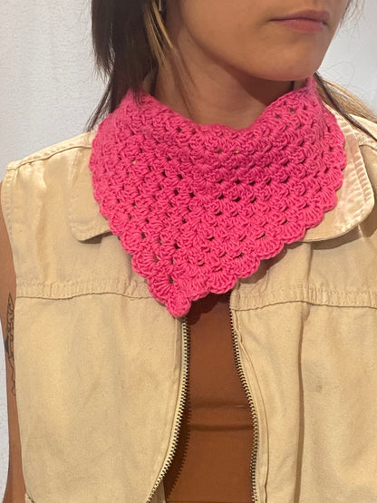 Crochet Bandana Scarf by Clever Stitches - Pink