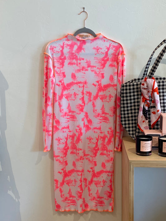 Leonor Aispuro - Tie Dye Long-Sleeve Dress in Pink