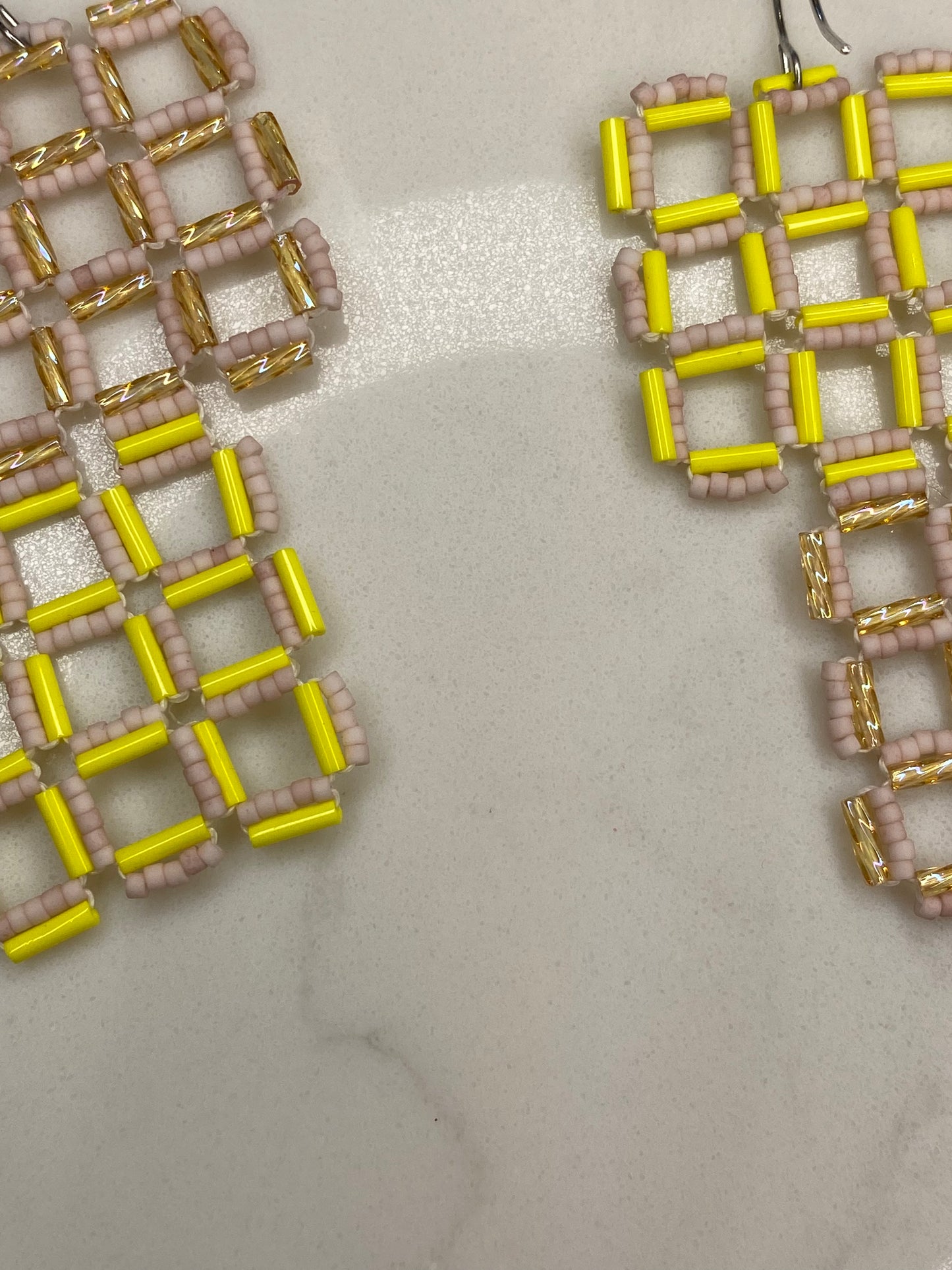 Offset Checkers Earrings - Yellow & Gold