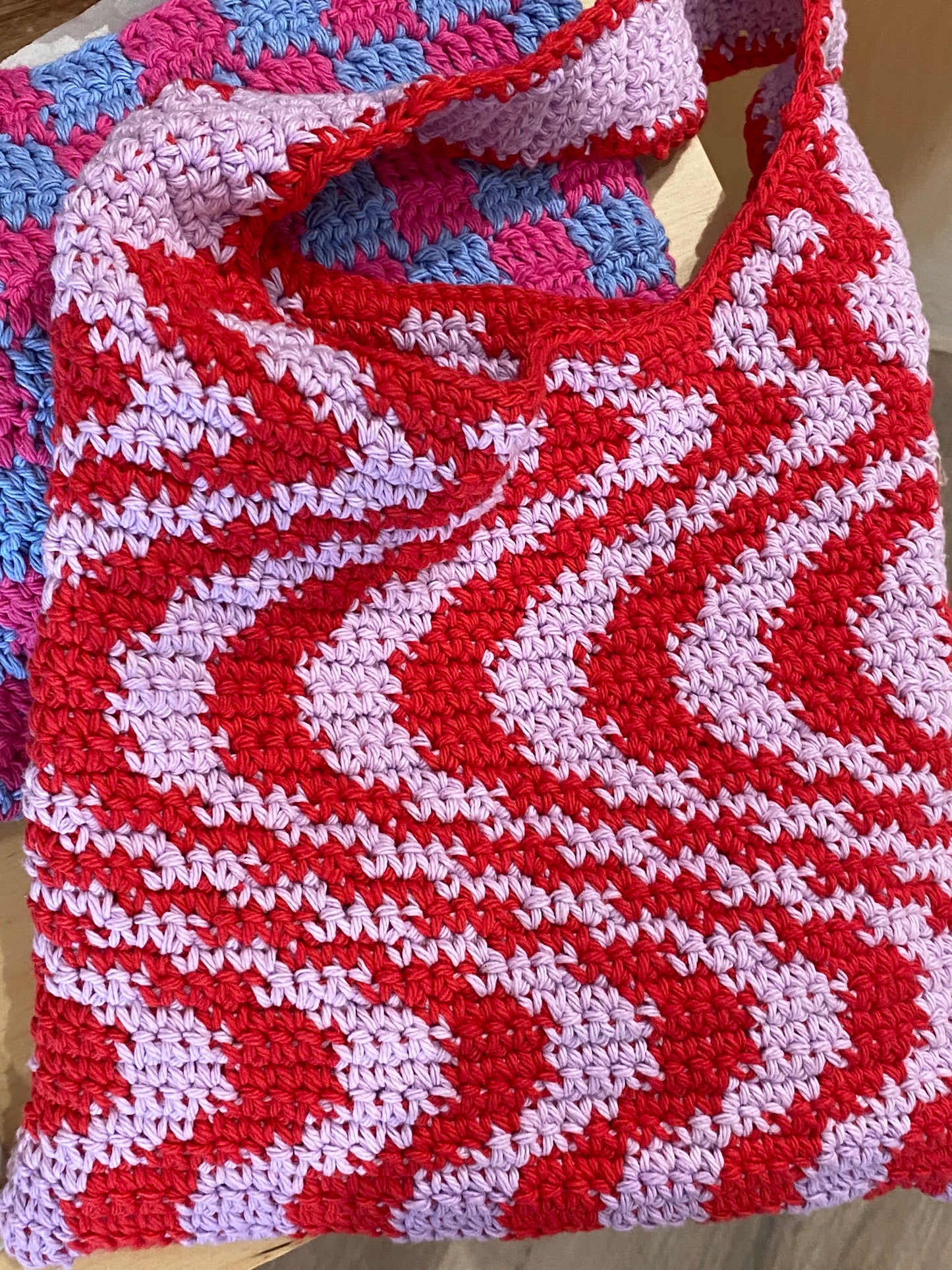 Crochet Shoulder Bag by Clever Stitches - Raspberry Wave