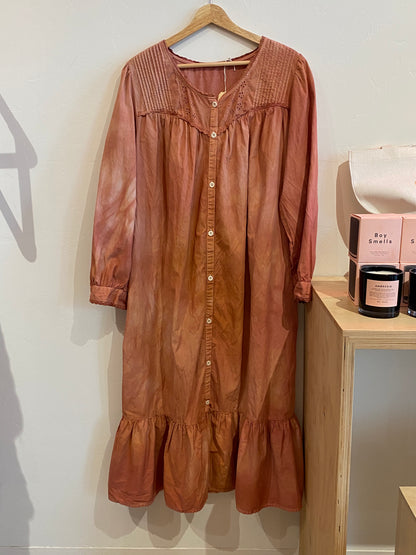 Vintage Hand-dyed Dress - Peachy Brown