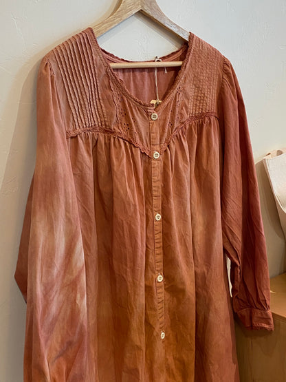 Vintage Hand-dyed Dress - Peachy Brown