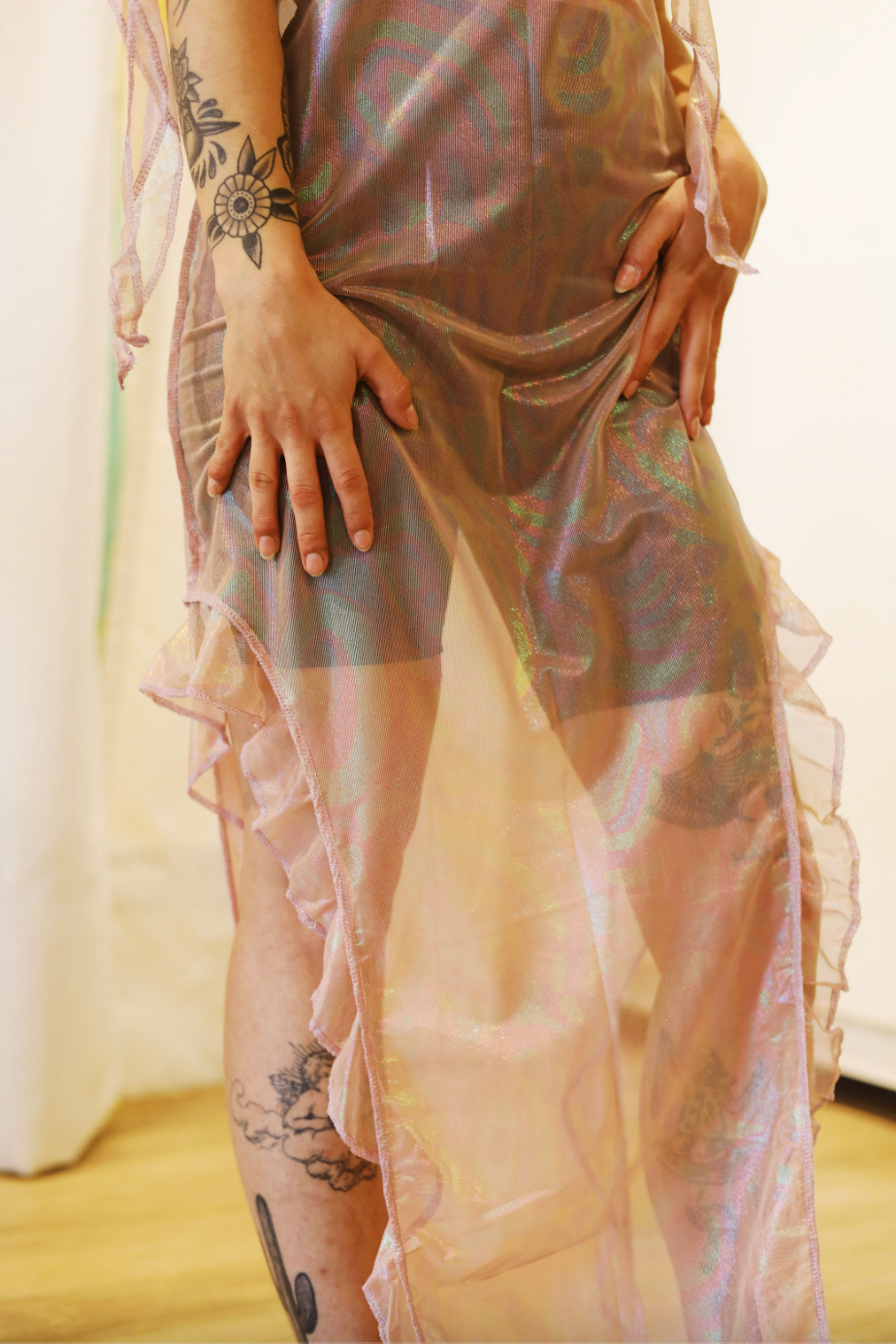 Leonor Aispuro - Mesh Mermaid Dress in Pink