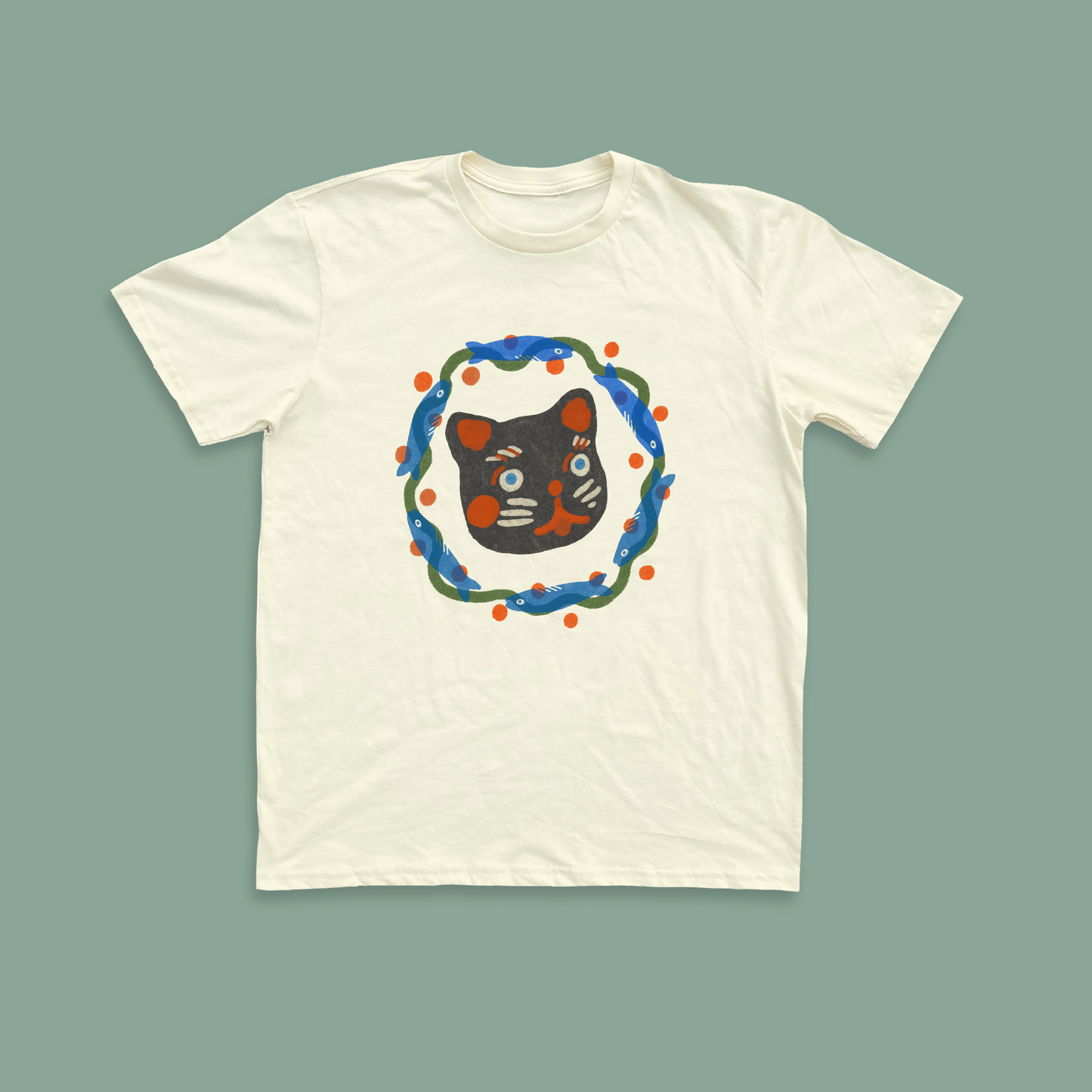 Good Luck Cat Unisex Tee - Cream Graphic Tee