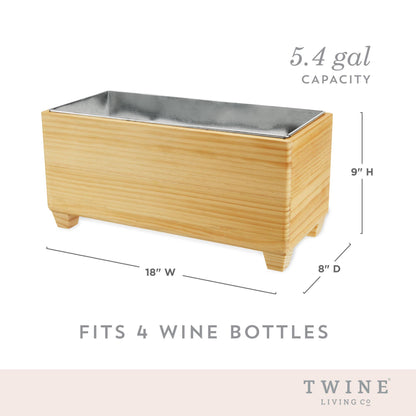 Pine Wood Beverage Tub with Galvanized Steel Insert