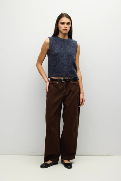 The Skyla Top | Boucle Knit Sweater Vest: Navy