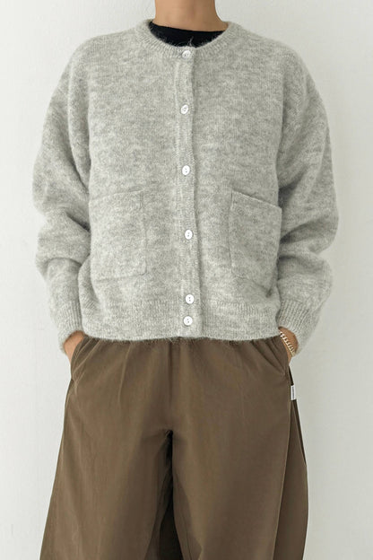 Amélie Alpaca Cardigan: Light Grey