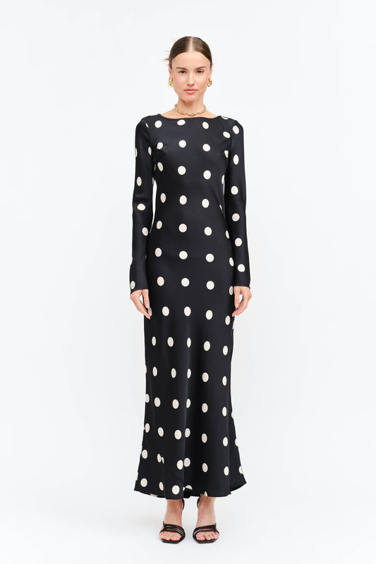 Georgie Polka Dot Black Dress : Black