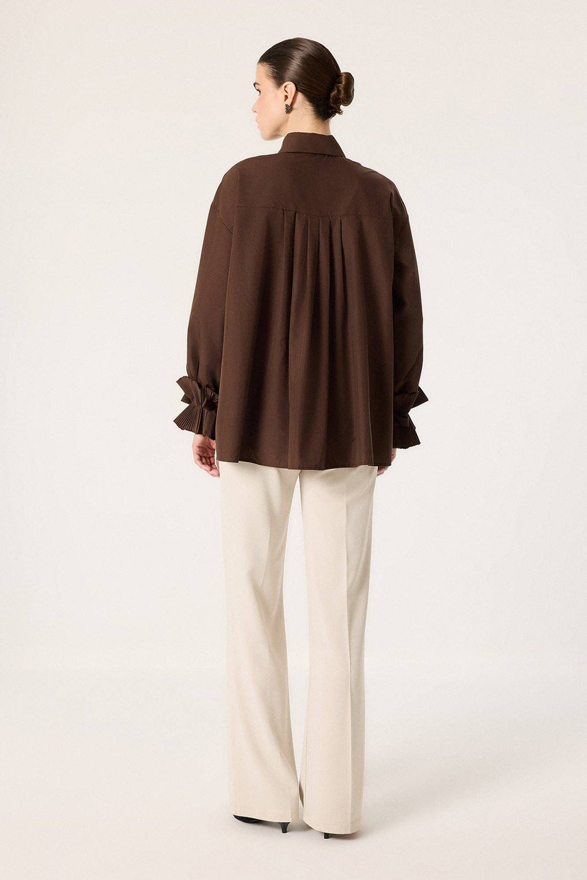 Pleated Cuff Tie-Waist Shirt