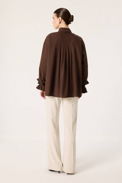 Pleated Cuff Tie-Waist Shirt