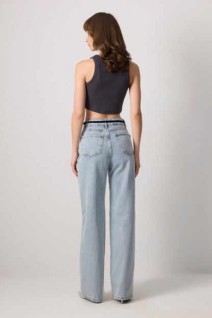 Ribbed Cotton Crop Tank – Fitted Sleeveless Essential Top: Anthracite