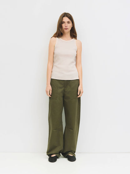 The Chandler Pants | Cotton Barrel Pants: OLIVE