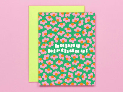 Birthday Buds • Retro Flower Pattern Birthday Card
