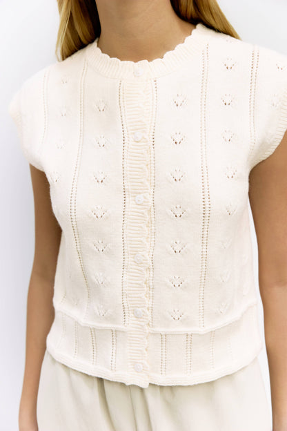 The Linda Vest | Pointelle Sweater Vest: IVORY