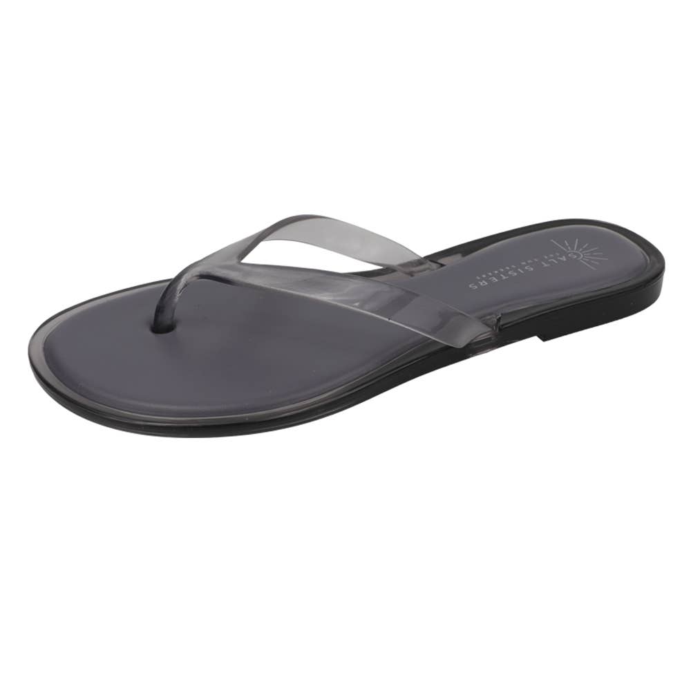 SUNWAVE comfort simple thong clear jelly water-friendly sandal: Smoke