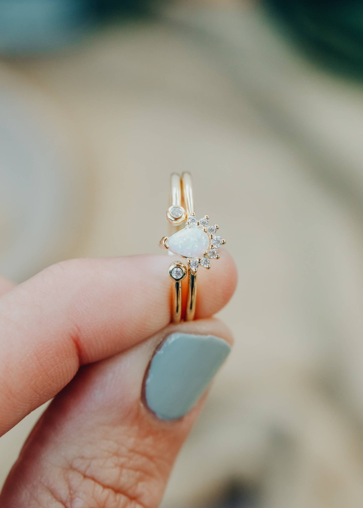 Gold Rings - Opal Burst CZ