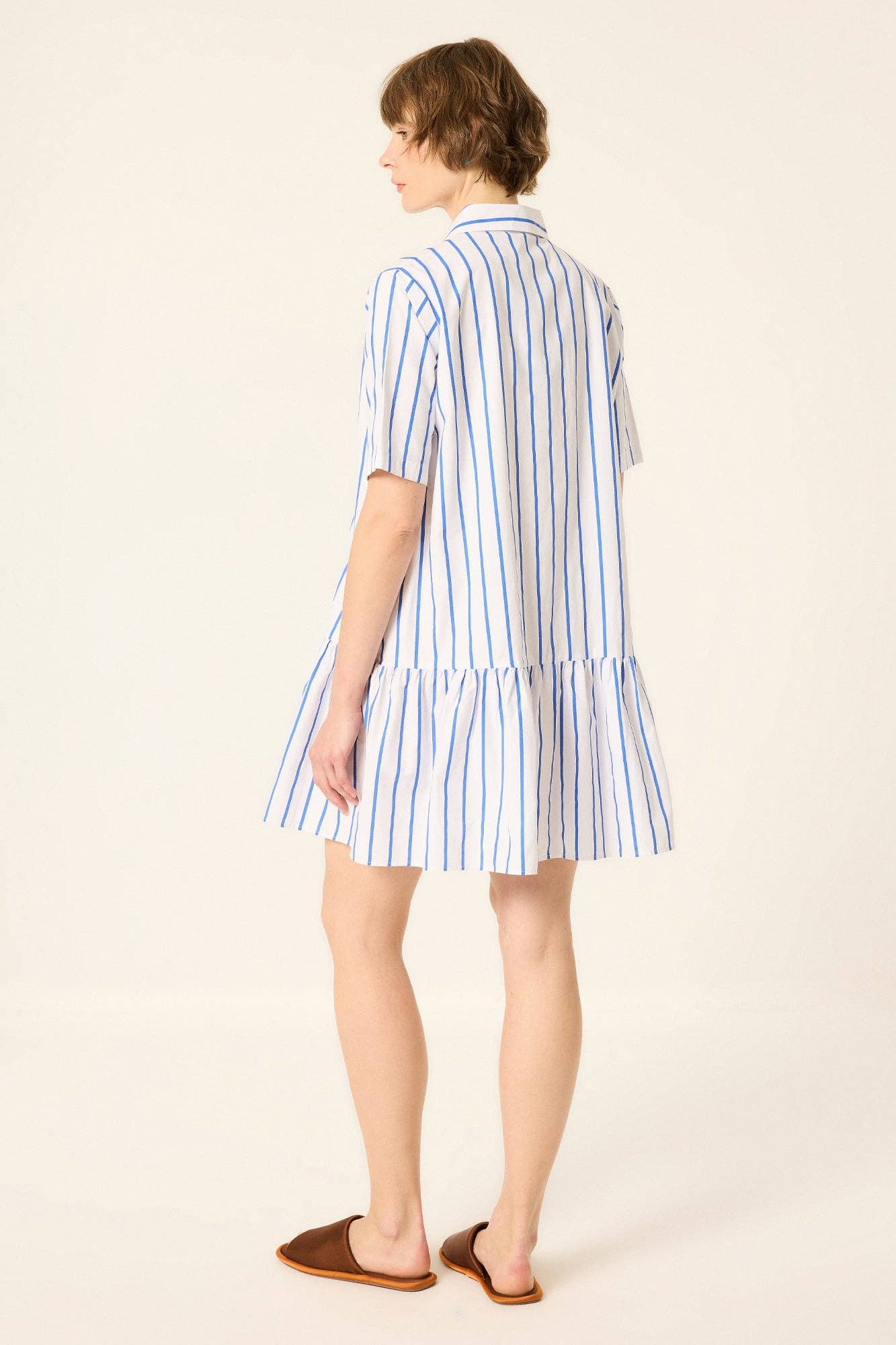 Striped Poplin Tunic / Dress: Blue / M