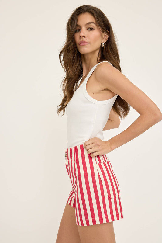 Mod Stripe Short - RED / WHITE STRIPE