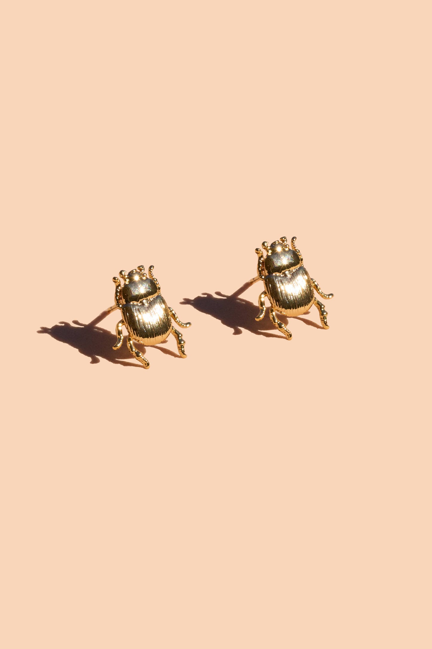 Fortune Beetle Studs -18K Gold Plated or Silver Rhodium: Silver