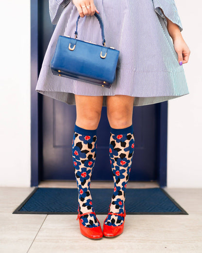 Bold Blue Sheer Knee High Sock