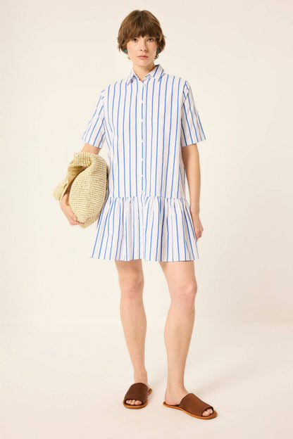 Striped Poplin Tunic / Dress: Blue / M