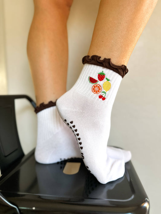 PILATES GRIP CREW SOCK | TUTTI FRUITY BABE