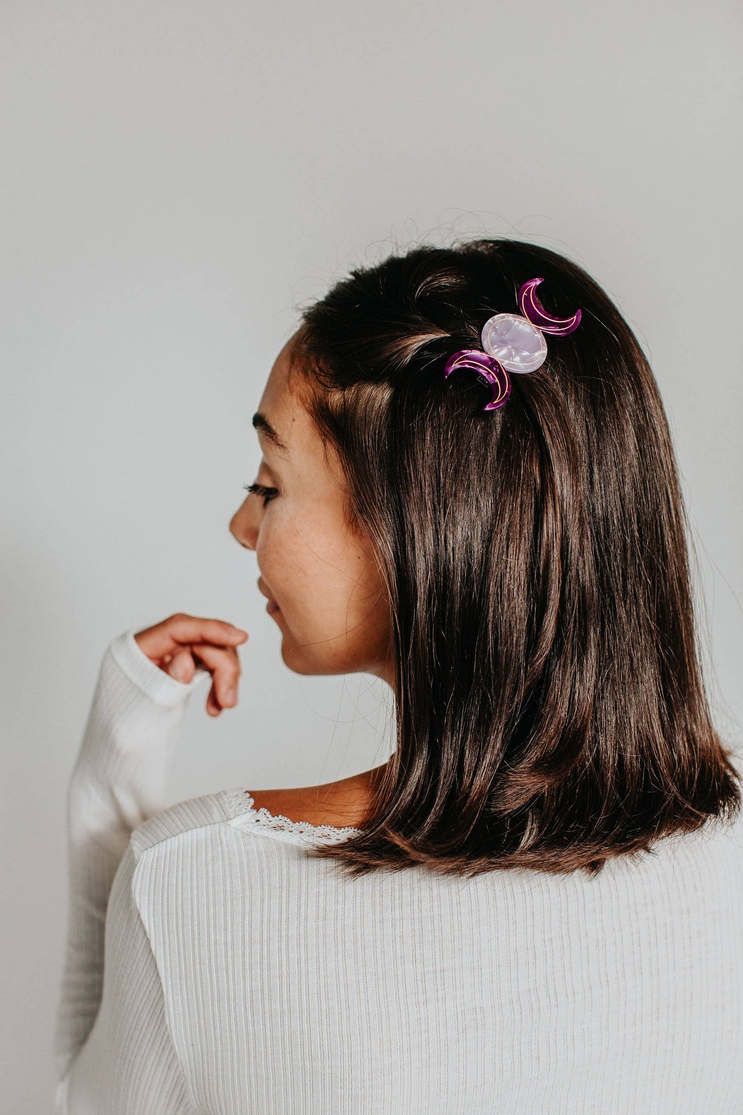 Triple Goddess Barrette: White Opal