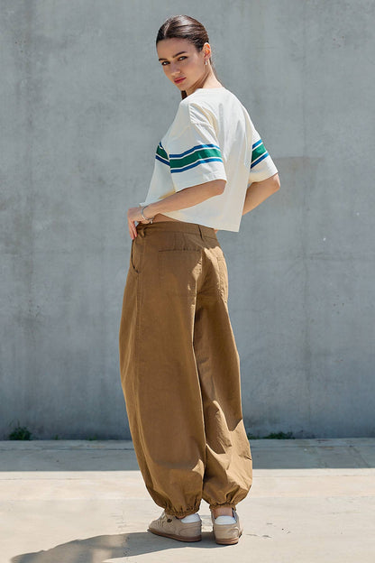 Abigail - Retro Stripe Boxy Tee: IVORY