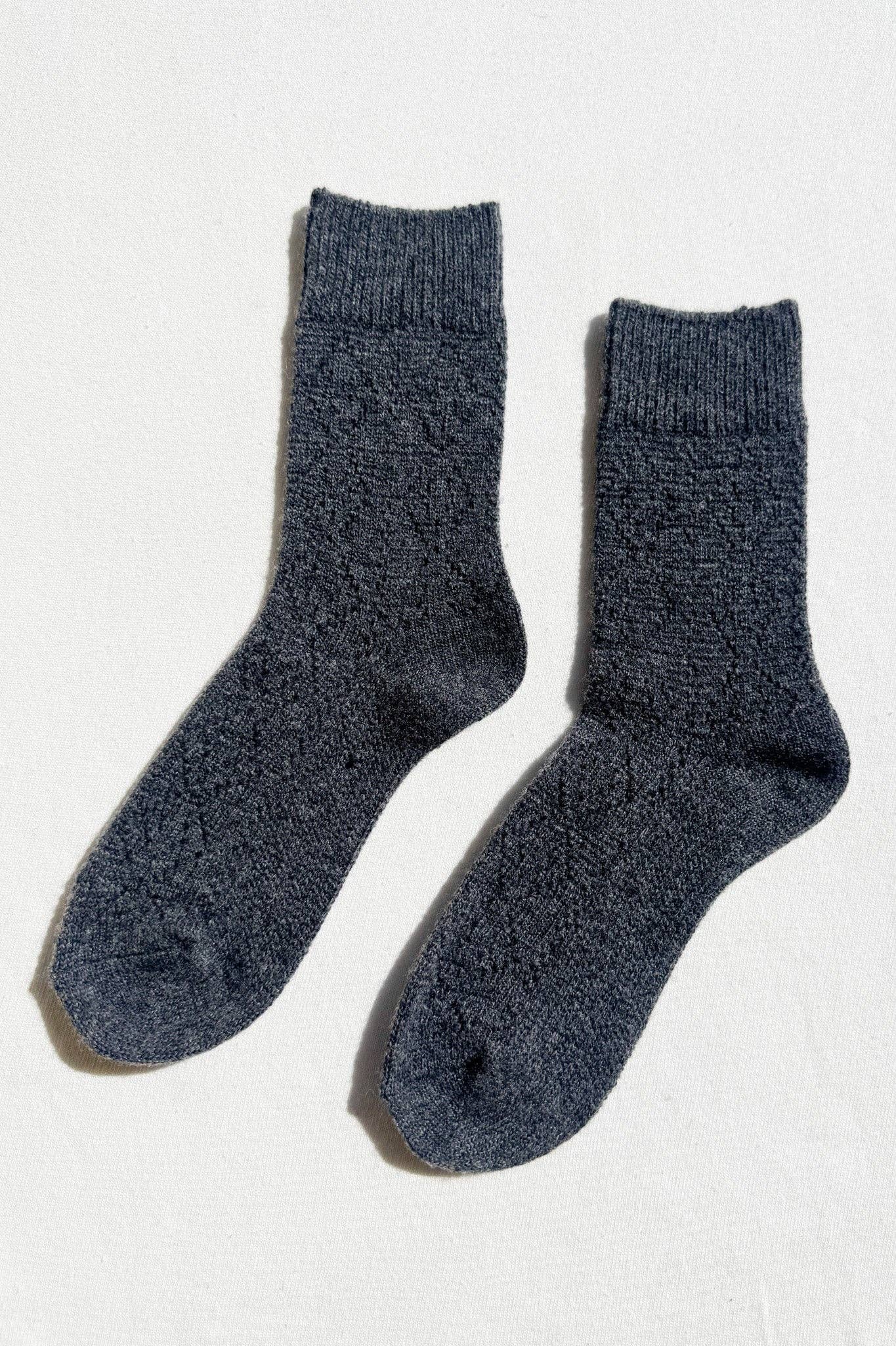 Cashmere Pointelle Socks: Cream