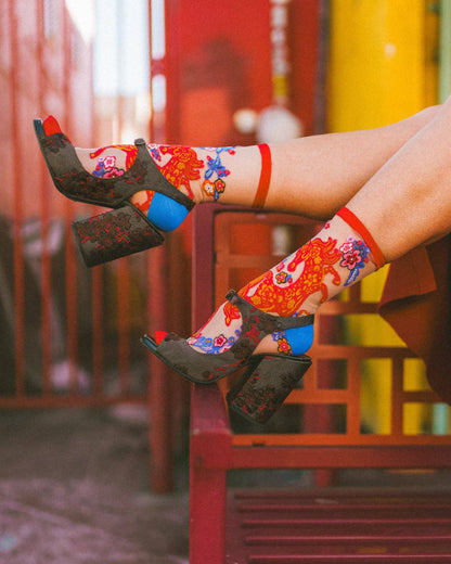 Year of the Horse Sheer Crew Sock: Size I: Fits US W5.5-9.5