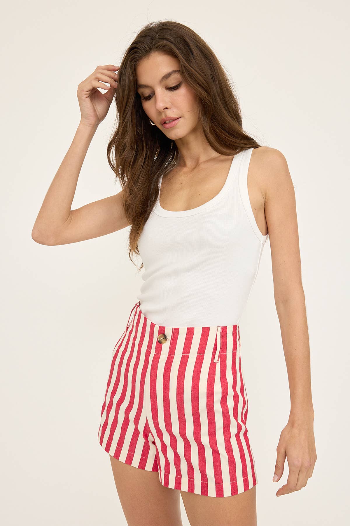 Mod Stripe Short - RED / WHITE STRIPE
