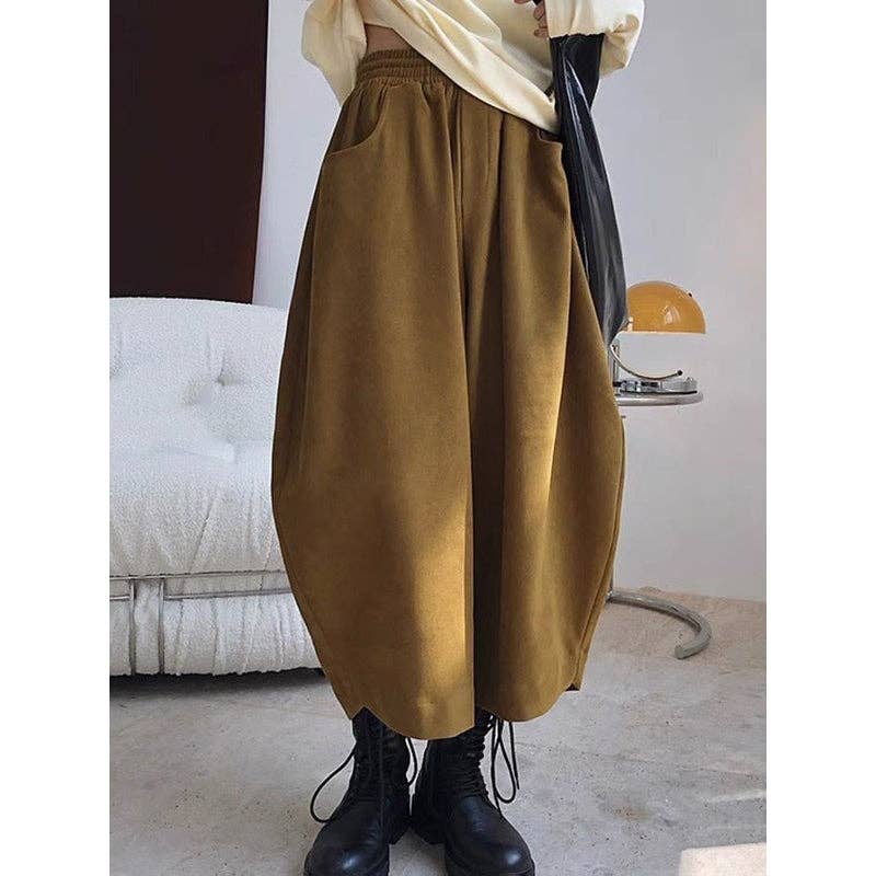 Harem Wide Leg Elastic Waist Split-Joint Pants