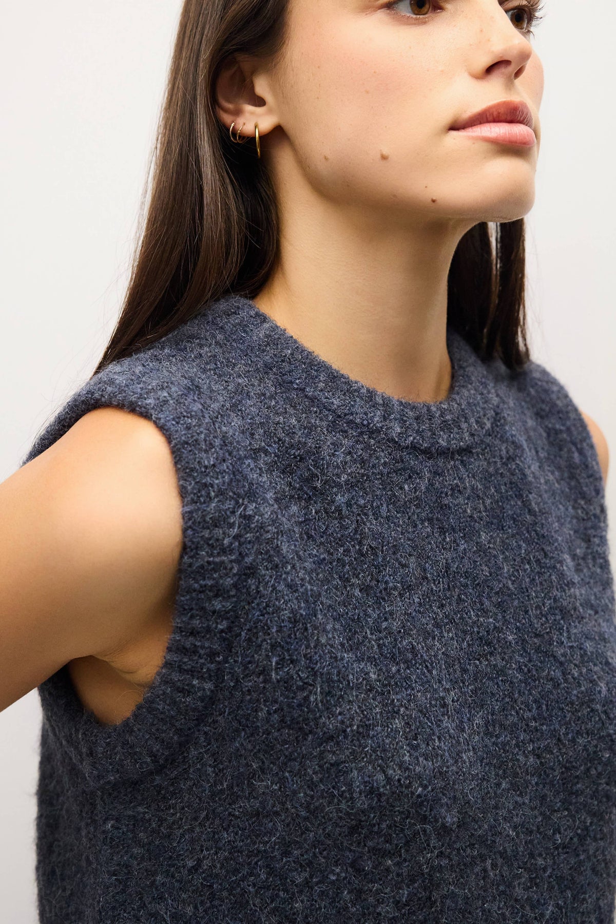 The Skyla Top | Boucle Knit Sweater Vest: Navy