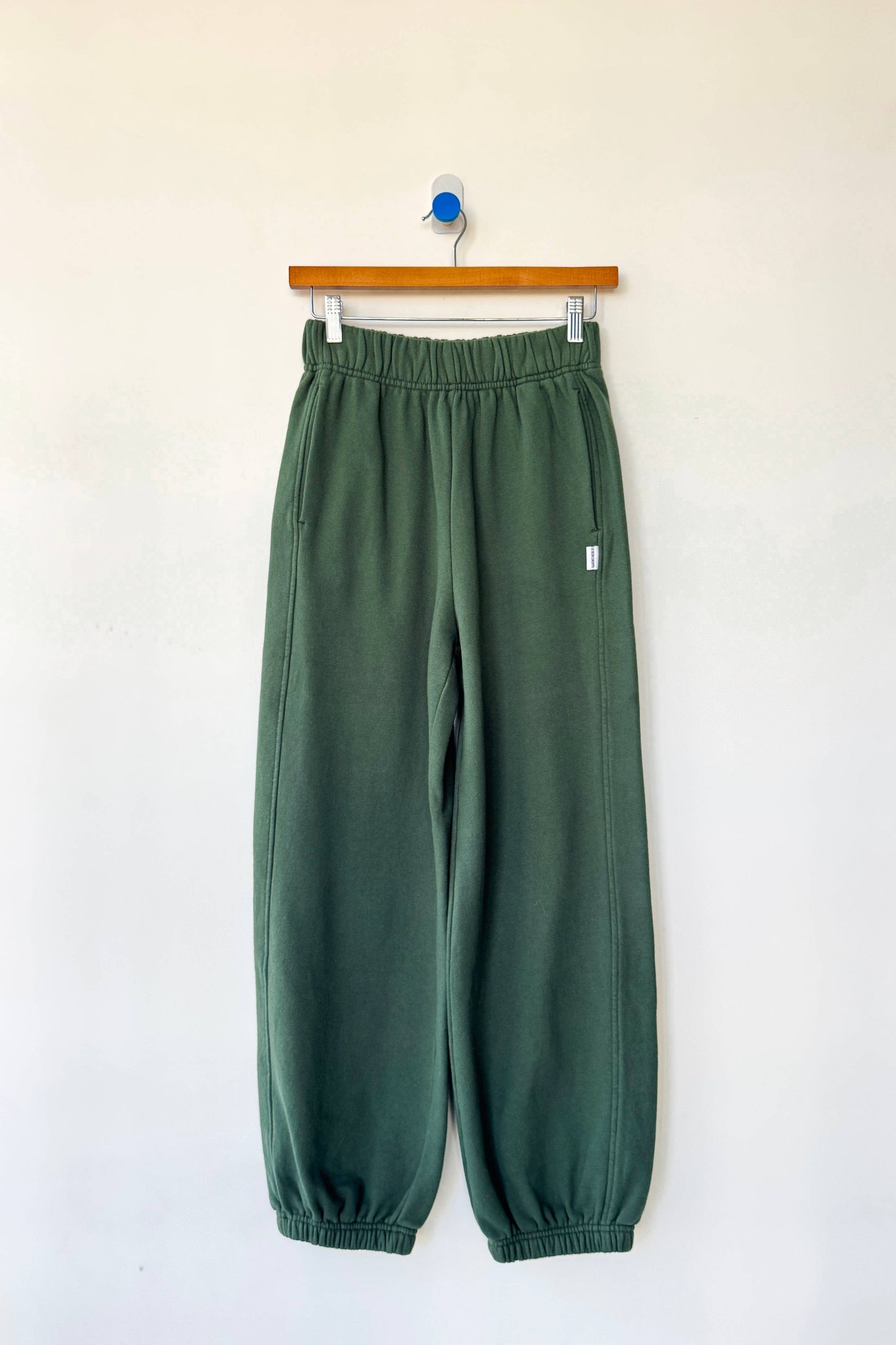 French Terry Balloon Pants: Cedar Green