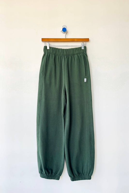 French Terry Balloon Pants: Cedar Green