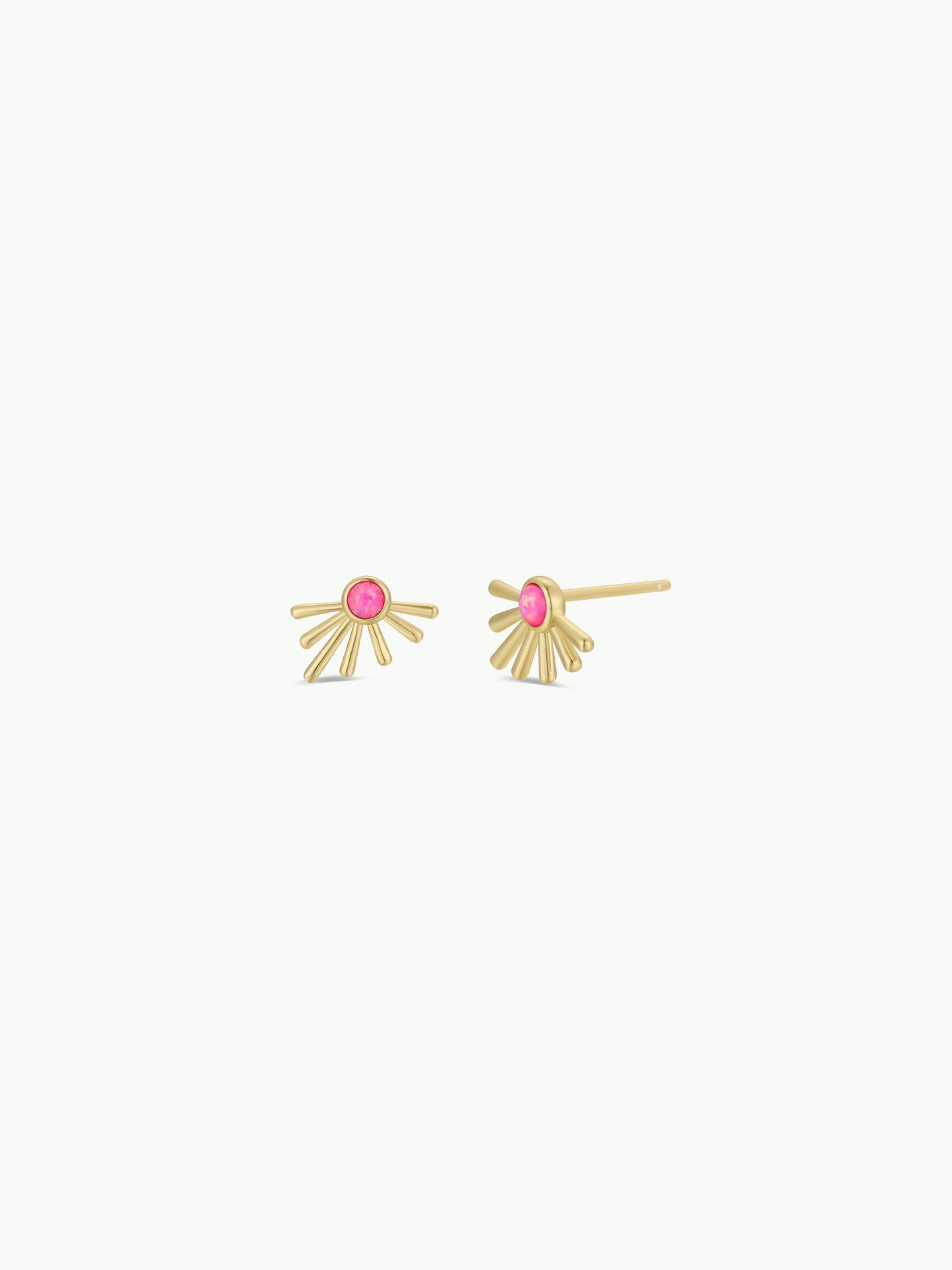 Sun Ray - Pink Opal - Gold Earrings