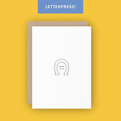 Good Luck Horseshoe Letterpress Greeting Card