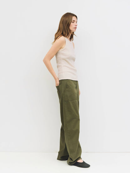 The Chandler Pants | Cotton Barrel Pants: OLIVE