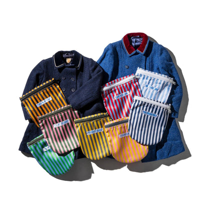 School Tie Fabric Semicircle Pouch: Pink x Yellow