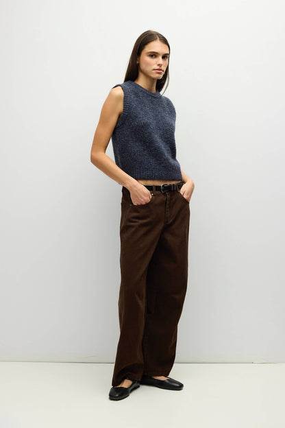 The Skyla Top | Boucle Knit Sweater Vest: Navy