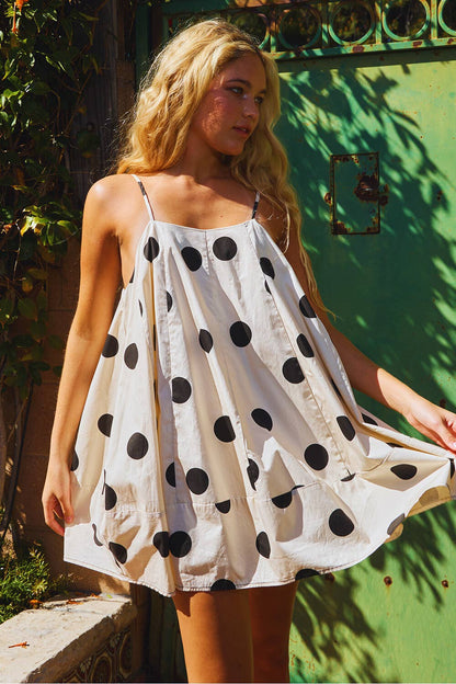 Tie Strap Voluminous Trapeze Stretch Mini Dress