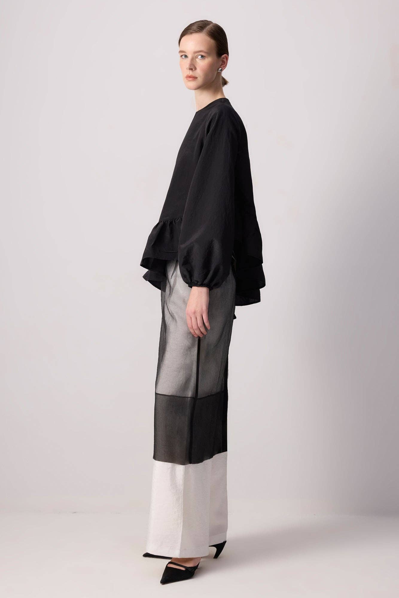 Destiny - Sheer Organza Overlay Skirt – Midi Layering Piece: Black