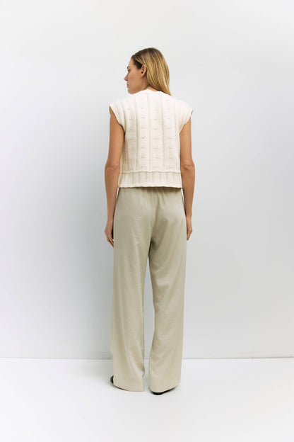 The Linda Vest | Pointelle Sweater Vest: IVORY
