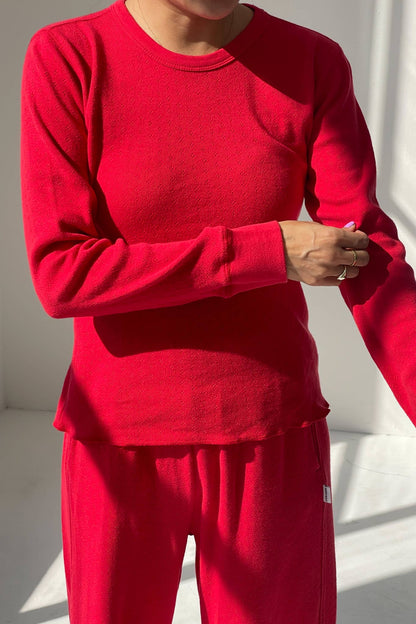 Pointelle Fundamental Tee: RED APPLE