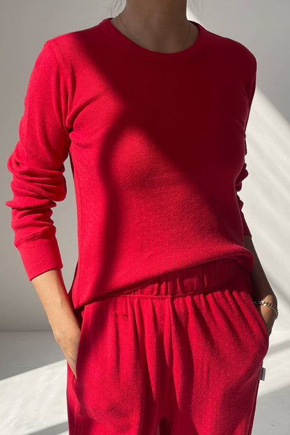 Pointelle Fundamental Tee: RED APPLE