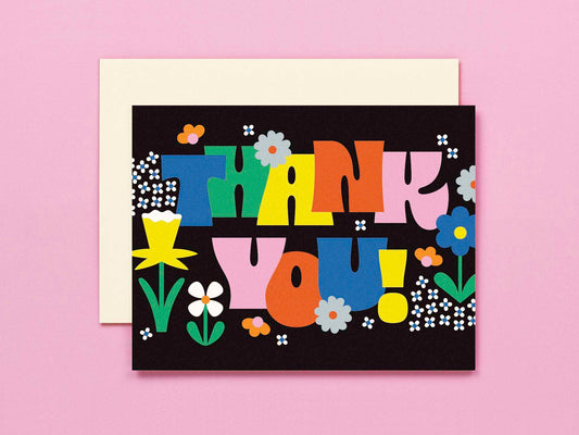 Grateful Garden • Graphic Flowers Thank You Card